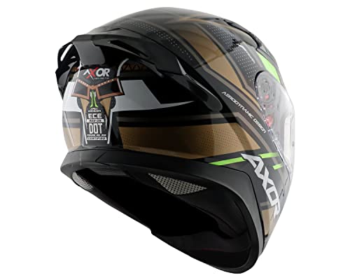 Image of Axor Apex Tiki ISI ECE DOT Certified Full Face Dual Visor Helmet for Men -Black Gold-M