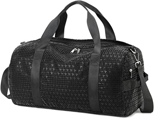 BLUBOON Sport Gym Duffle Bag for Women Girls Weekender Overnight Duffel Bag (black)