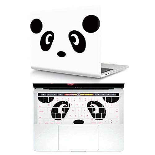 HRH 2 in 1 Cute Panda Laptop Body Shell PC Hard Case Cover and Matching Silicone Keyboard Cover for MacBook New Pro 15 with Touch bar A1707 A1990(2018 2017 2016 Release)