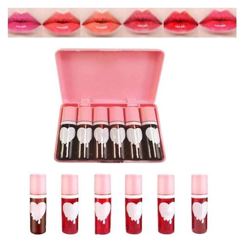 Dragon Rance - Mini tinte para labios, juego de 6 colores, juego de tinte labial de agua de terciopelo coreano, mini lápiz labial líquido, de larga duración, antiadherente, resistente al agua