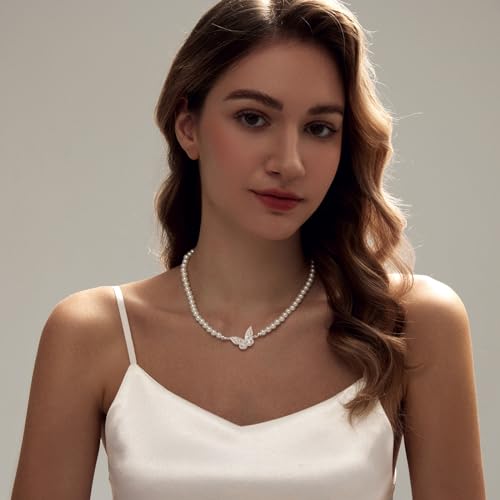 Image of Zeffy Pearl Necklace 4MM /6MM /8MM Dainty Round Imitation Pearl Choker Necklace Wedding Pearl Necklace Delicate Jewelry for Women Simple Bridesmaid Jewelry Gifts