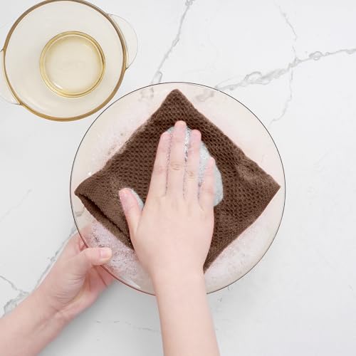 Image of Homaxy 100% Cotton Waffle Weave Kitchen Dish Cloths, Ultra Soft Absorbent Quick Drying Dish Towels, 12 x 12 Inches, 8-Pack, Coffee