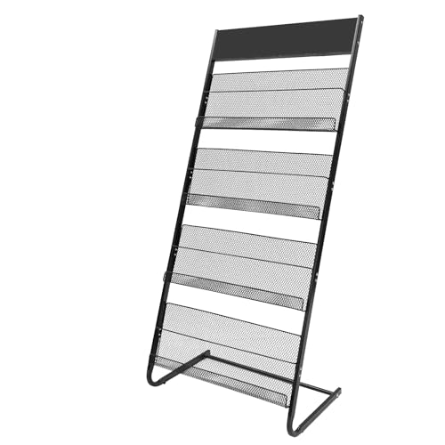 NEATOOM Floor Standing Magazine Rack, 4 Layer Metal Magazine Display Stand, Brochure & Newspaper Display Rack for Conference Rooms, Libraries, Exhibitions