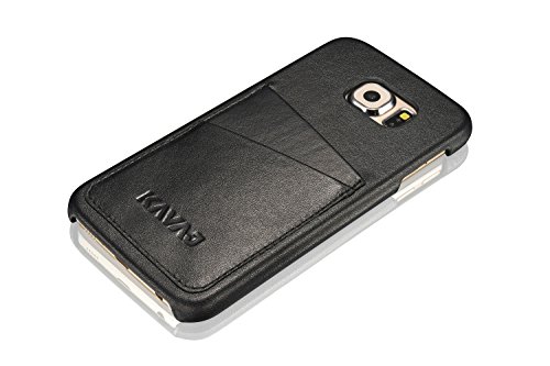KAVAJ Galaxy S6用 レザーケース ブラック - 超薄型本革張りのハードカバー 名刺入れ付き ‐ Samsung Galaxy スマートフォンの上質なアクセサリとしても スリムな財布としても活躍。