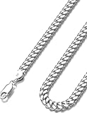 Waitsoul 925 Sterling Silver Cuban Chain Lobster Clasp 10mm Silver Cuban Curb Link Chain Necklace for Women Men Diamond Cut 16-30 Inches(16)