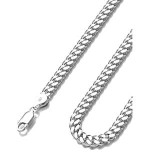 Waitsoul 925 Sterling Silver Cuban Chain Lobster Clasp 7/8/10mm Silver/Gold Over Cuban Link Curb Chain Necklace for Men Women Diamond Cut 16-30 Inches