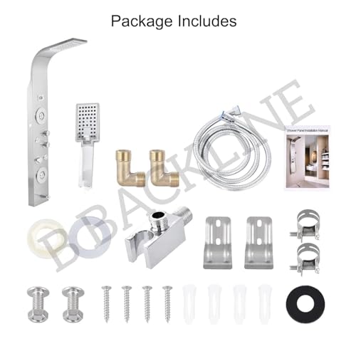 Image of Shower Panel For Bathroom Full Set Stainless Steel 304 Grade | 6 in 1 Shower System With Rainfall Shower, Temperature Display, Body Massage, Spout, Body Jet, Hand Shower (Brushed Matt)