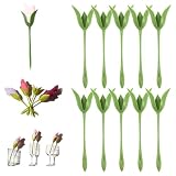 10 PCS Blumen Serviettenhalter, Tulpen Stamm Serviettenhalter aus ABS und Grün, Origami Blumen Werkzeuge ist perfekt Hochzeiten Bankette und Dinner Partys