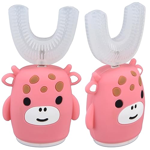Uadme Kinder-Zahnbürsten U-förmige elektrische Zahnbürste, rosa Cartoon-360°-Zahnbürste für den ganzen Mund, große Größe – Bild 5