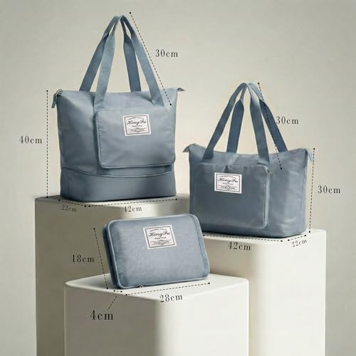 Image of CLAPONE 41 Litre Expandable Nylon Travel Bags for Women /Duffle Bags for Women Luggage /Foldable Vanity Travelling Handbags /Waterproof Hand Bag for Ladies Personal Items (Blue Duffle Bag)