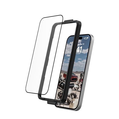 URBAN ARMOR GEAR UAG Glass Compatible with iPhone 15 Glass Screen Protector Shield Plus 6.1" Premium Double 9H Tempered Glass Ultra-Clear HD Anti-Fingerprint Anti-Glare Clear/Black - Image 3