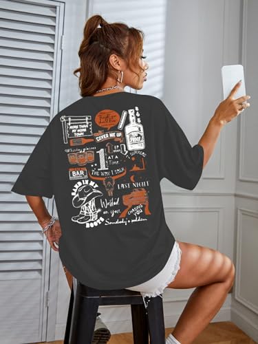 BANGELY Boho Cow Skull Women Country Music T-Shirt Vintage Western Rodeo Graphic Tee 80 90s Music Lover Short Sleeve Top4