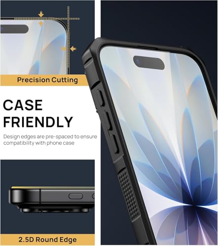 Image of Mr.Shield Screen Protector for iPhone 17 and 16 Pro, 9H Hardness Tempered Glass Screen Guard, Military Grade Shatterproof, Easy Installation Tray, HD Clarity, Case-Friendly [2 Pack]