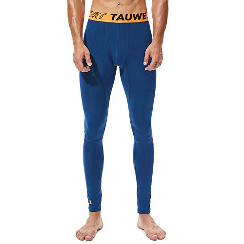 Hattfart Men\'s Compression Pants Base Layer Cool Dry Running Ankle Leggings Active Tights Blue