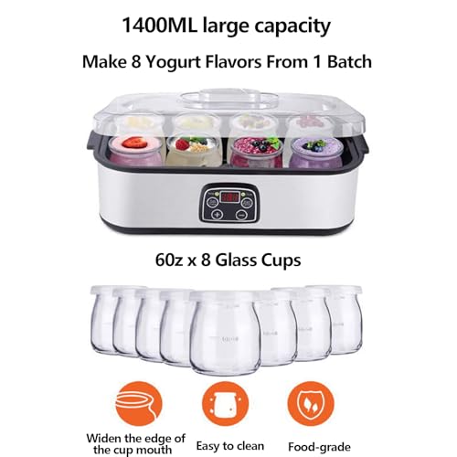 Yaourtière électrique de 1400 ML pour yaourt bio maison et fromage