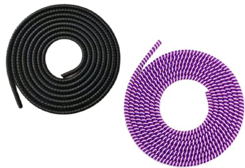 Image of Spiral Cable Protector, Data Cable Protective Sleeve, Headphone Saver, Charger Protective Cover, Wire Repair /Strain Relief Cable Wrap Tube for USB Data Cable Headphone Cable (Jet Black+purpal)