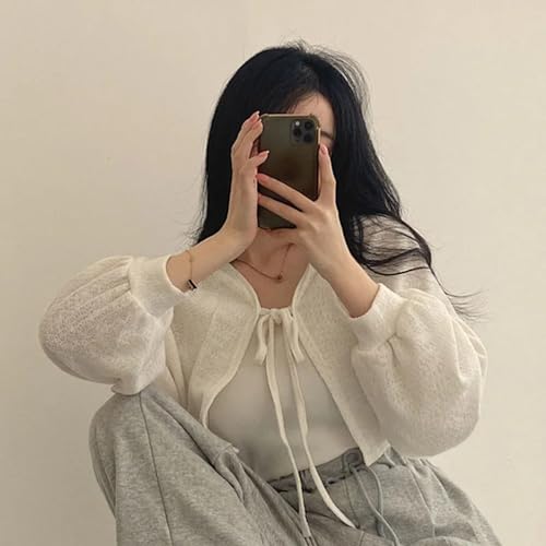 Women's Knitted Shrug Sweater Long Sleeve Open Front Crop Cardigan4