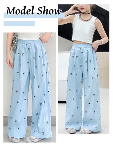 Happy Cherry Waisted Wide Leg Pants Girls Soft Elastic Lounge Sweatpants Travel4