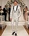 Men's White Suit 3 Piece Satin Shawl Lapel Blazer Jacket Vest Pants Tuxedo Set for Wedding Prom Dinner Party Medium
