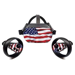 MightySkins Carbon Fiber Skin for Oculus Quest - American Flag | Protective, Durable Textured Carbon Fiber Finish | Easy to Apply, Remove, and Change Styles | Made in The USA (CF-OCQU-American Flag)