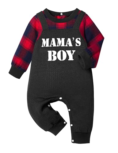 Image of TyeSmo Baby Boy Clothes Long Sleeve Plaid Romper