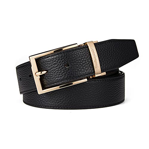 ARIMIA Rotated Buckle Belt Men Black and Brown Double Sided Leather Color Pinhole Adjustable and Demolition3