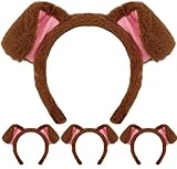 DaliDali 4 Count Brown Dog Ears Headband, Puppy Ears Headband Dog Ears Bulk for Halloween Festival Party (Golden Retriever)