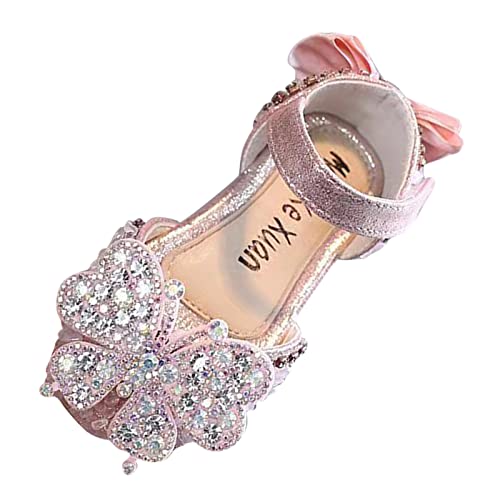 Fashion Spring and Summer Girls Shoes Dress Performance Dance Shoes Rhinestone Sequins Cartoon Kids Ballet Shoes (Pink, 10.5 Toddler)