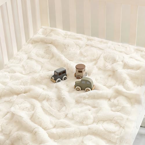 Image of Pro Goleem Elephant Baby Blanket, Baby Fleece Blanket for Boys & Girls, 30 inch x 40 inch Soft Crib & Stroller Blanket for Newborns and Toddlers, (Cream White)