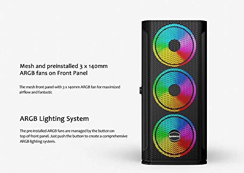 Raidmax Atx Desktop Computer Gaming Pc Case Mid Tower Pc Case With Addressable Rgb X4 Argb Fan Atx Pc Case Usb 3.0 Tempered Glass Pc Case Mesh Window Computer Case With 4 Argb Led Black Pc Cases - F01 #TOP2