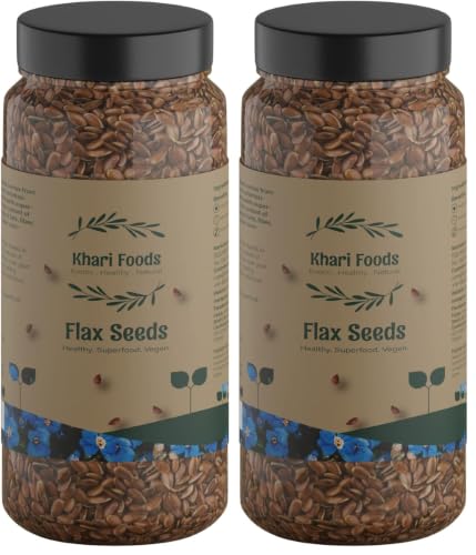 Image of Khari Foods Organic Flax Seeds 500g, Fat Loss, Omega 3 & Anti-oxidants Rich, Gluten Free (500g) (Pack of 2)