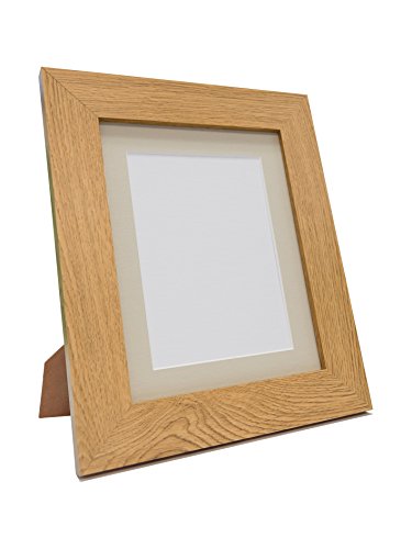 FRAMES BY POST Metro Oak Photo Picture Poster Frame with Light Grey Mount Plastic Glass 14" x 11" For Pic Size A4