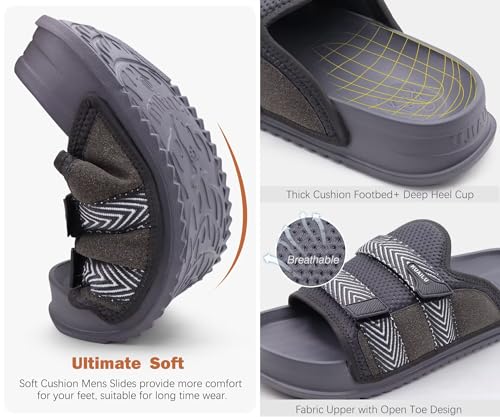 KuaiLu Mens Orthotic Sandals Comfortable Arch Support Fabric Sandal Slippers Shoes Man Casual Summer Cushion Slides Slip On Indoor Outdoor - Ultra-soft Comfort Fit Footbed4
