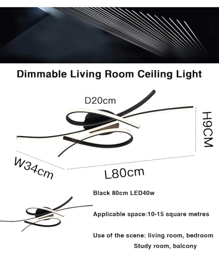 Plafonnier LED moderne ovale noir et or de 80 cm avec sa télécommande chic
