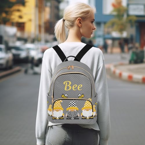 Image of Mini Backpack Gnome Bees Fashion Backpack Purse for Women,Handbag Shoulder Bag Casual Daypack, Ladies Gift for College Work(S)