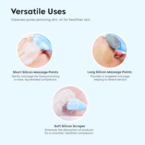 Image of Gleva Silicone Face Mask softening Facial Cleansing Brush Beauty Tool, Facial Mask, Mud Mask, Clay Mask, DIY Mask, Facial Mask Brushes, Flexible Charcoal Mask Brush for Girl & Women (Blue 2)
