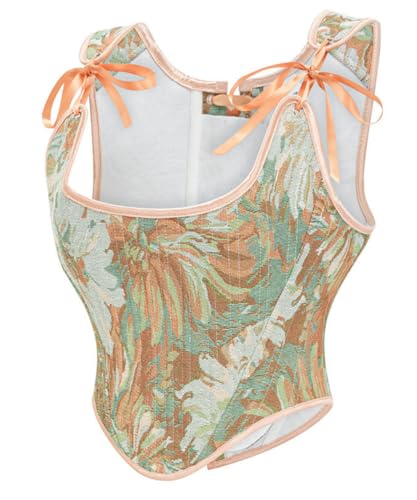 Image of CONCINEROS Women's Summer Vintage Floral Renaissance Corset Top for Women Y2k Tops Sleeveless Drawstring Crop Top