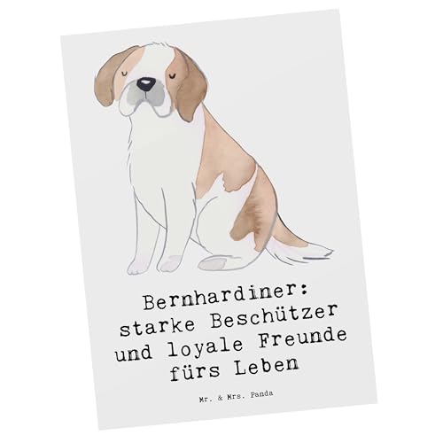 Mr. & Mrs. Panda Postkarte Bernhardiner Treue - Geschenk, spruchkarte, Postkarten, Familienhund, Hundeliebhaber, Ruhe, Spaziergang, Familienmitglieder, Hunderasse, Ansichtskarte, Ansichtskarten, Hunde