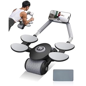 Upgraded Automatic Rebound Ab Roller,Home Gym Ab Roller Exercise Wheel with Elbow Support,Timer & Knee Pad for Core Training, Easy Assembly Abdominal Exercise Equipment for Men and Women