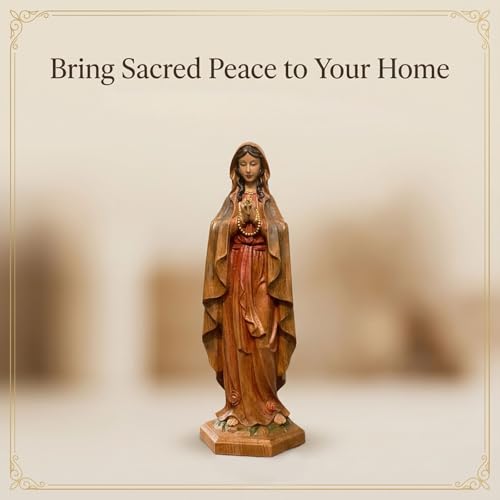 Estatua Virgen María de Madera Sólida 12 pulg. Pintada a Mano miniatura 3