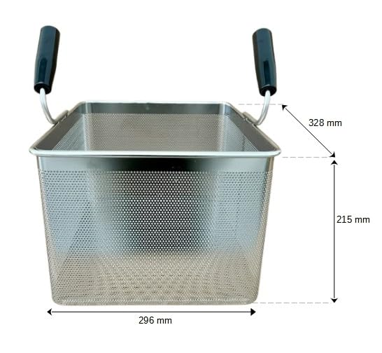 FBR0276 - CESTINO MADE IN ITALY CUOCIPASTA PROFESSIONALE 2/3 2 MANICI 296X328X215H MM IN ACCIAIO INOSSIDABILE AISI 304 CESTELLO CUOCI PASTA INOX GN 2/3