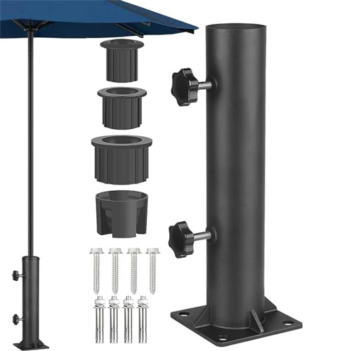 Pied Parasol, Tube De Parasol, Support De Parasol Extérieur Renforcé Et Robuste Avec Bouton Réglable, Support Universel Sur Le Pont Ou Le Patio, Tube Pour...
