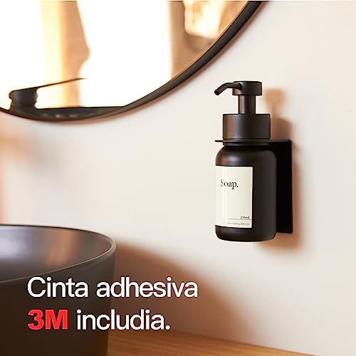 Miniatura 3 de Design Hamburgo Dispensador Jabon Baño Pared Sin Taladrar Dosificador De Gel De Pared Gel Y Champu Ducha Jabonera Cocina Cristal Con Soporte Negro Negro