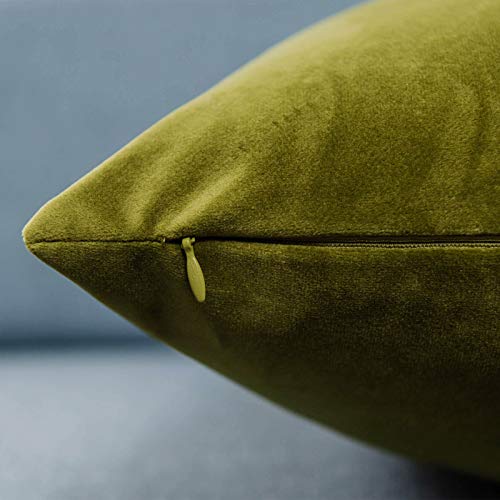 Image of JUSPURBET 24x24 Decorative Velvet Throw Pillow Covers Set of 2,Olive Green | Modern Soft Cushion Covers Cases with Invisible Zipper for Couch Sofa Bed Living Room Bedroom Home Decor