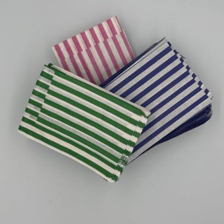Candy Stripe Paper Sweet Bags – Small Paper Bags for Popcorn, Crafts, Sweets – Sweet Bags for Kids Party, Wedding, or Events (Blue – 100 Bags – 5x7 Inches)