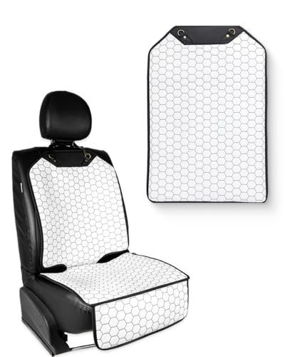 Image of Owleys Set Seat Back Organizer & Car Seat Protector Hexy Waterproof & Non-Slip Protector for Child Car Cushion for Leather and Fabric Seats (White Set 2)