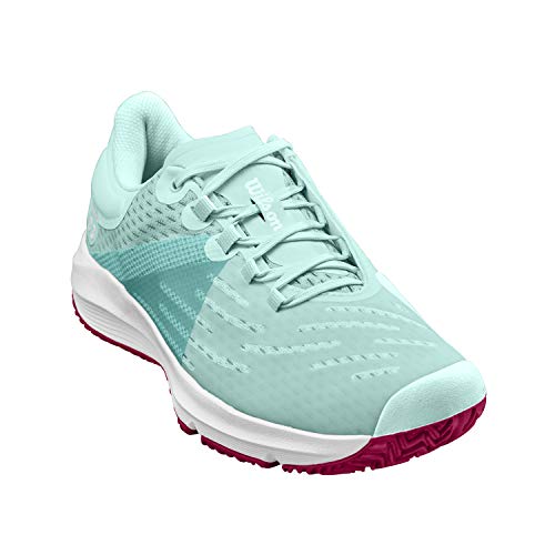 Wilson Mädchen Tennisschuhe, KAOS 3.0 JR, Hellgrün/Weiß/Pink, 39 EU, Für alle Bodenbeläge, Alle Spielertypen, WRS328170E055