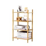 WooFawn Gogogo - Scaffale in bambù, espandibile senza attrezzi (2-6 ripiani), organizer per spezie da cucina e per ufficio, sala da pranzo, snack e tazze (bambù naturale) (alimentato da Gogogo