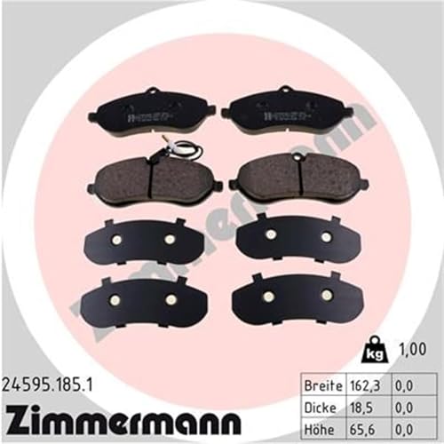 Zimmermann 24595.185.1 zestaw klocków hamulcowych, przednie, w tym płyta Smorzante