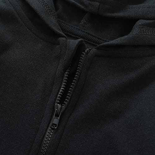 Romperinbox Unisex Solid Baby Sweatshirts Hoodies, Lightweight Full Zip-Up Jackets Coat 0-24 Months (Black, 9-12 Months) #TOP2
